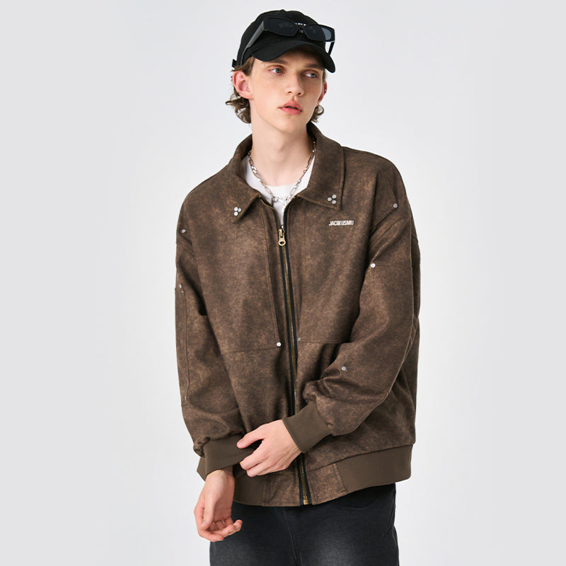 Unisex Studded Outdoor Leather Jacket