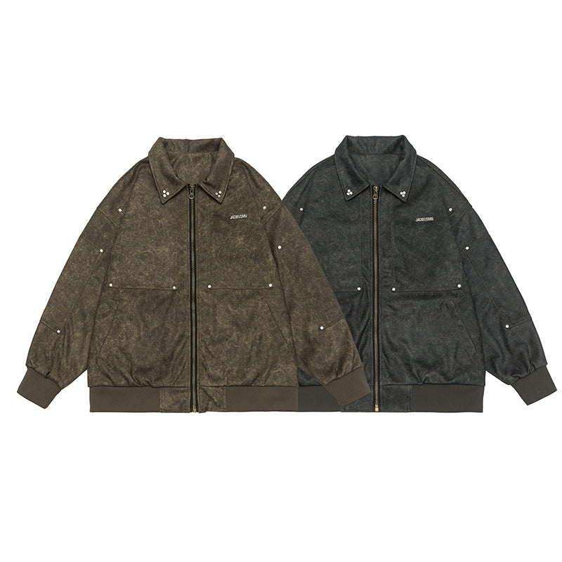Unisex Studded Outdoor Leather Jacket