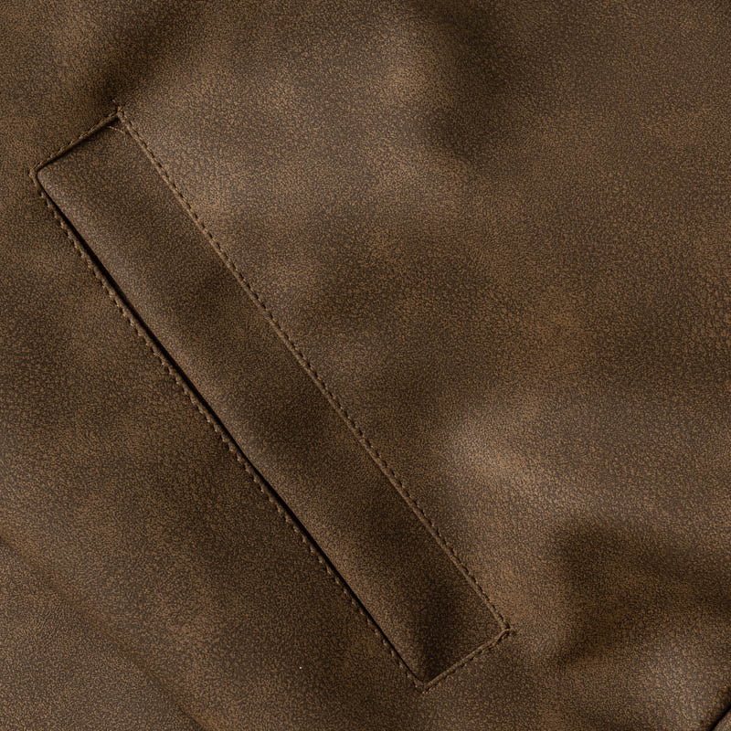 Lettering Embroidered Outdoor Leather Jacket