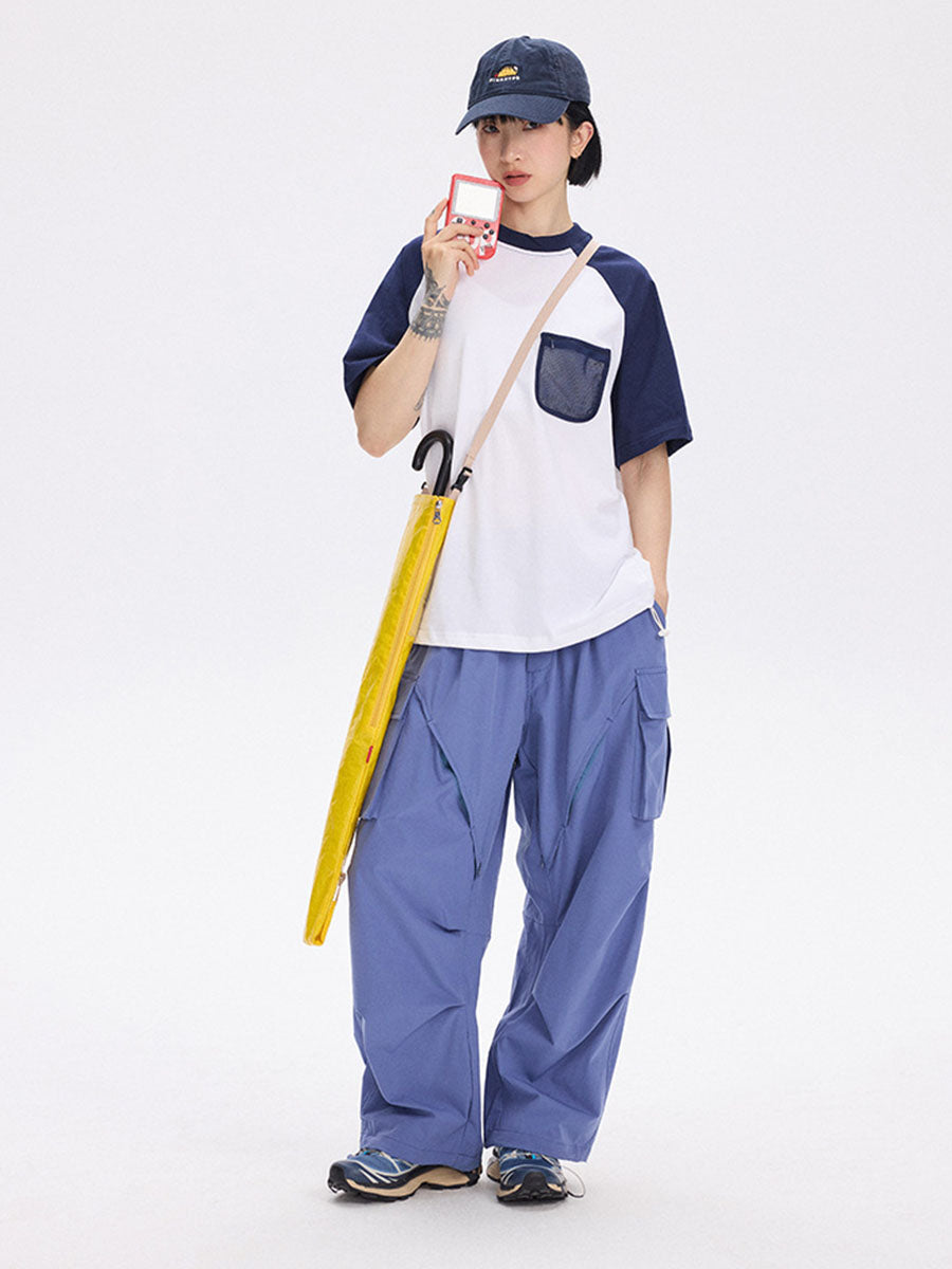 Colorblock Raglan T-Shirt with Mesh Pocket