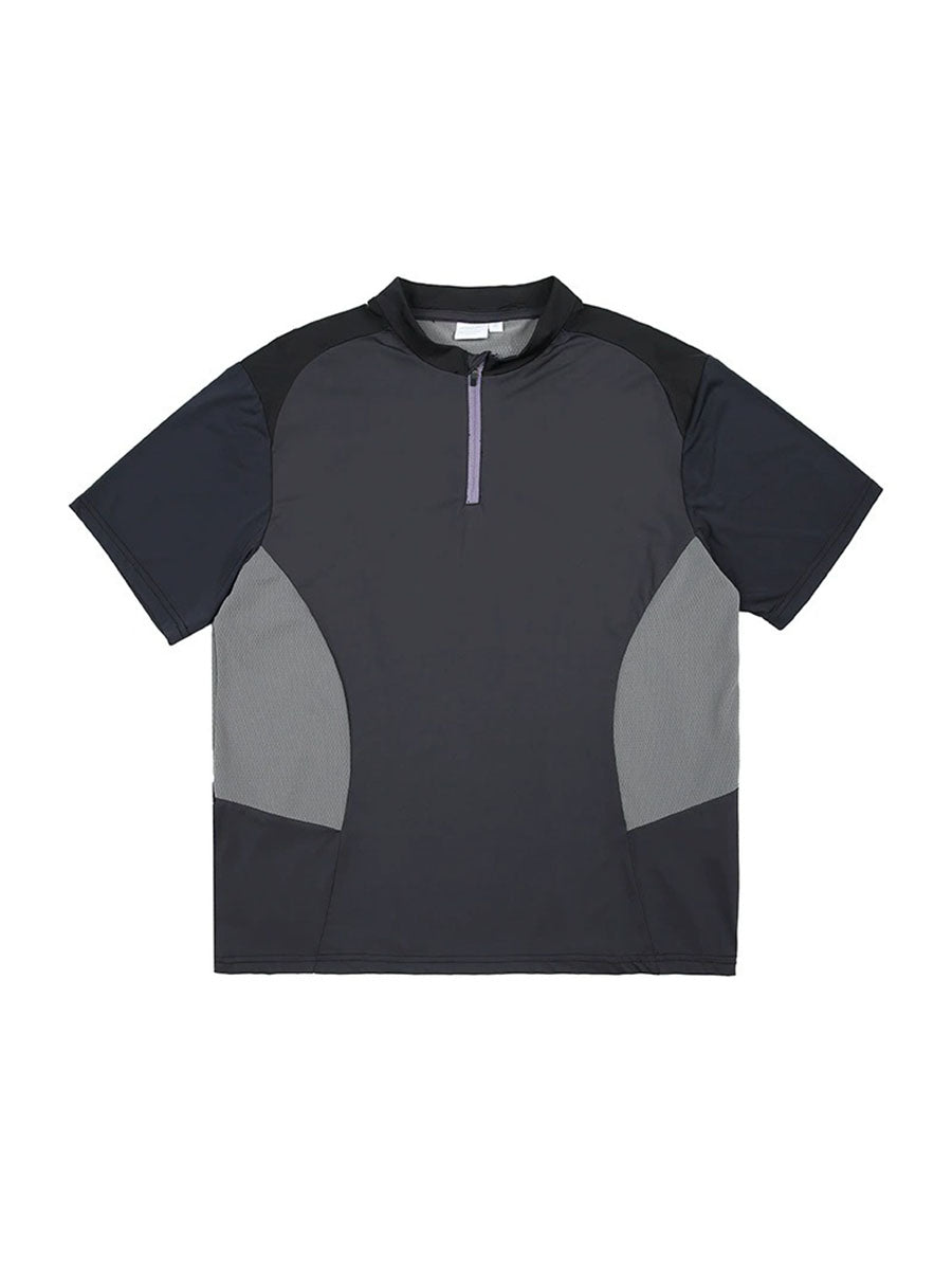 Half-Zip Colorblock Quick-Dry Cycling T-Shirt