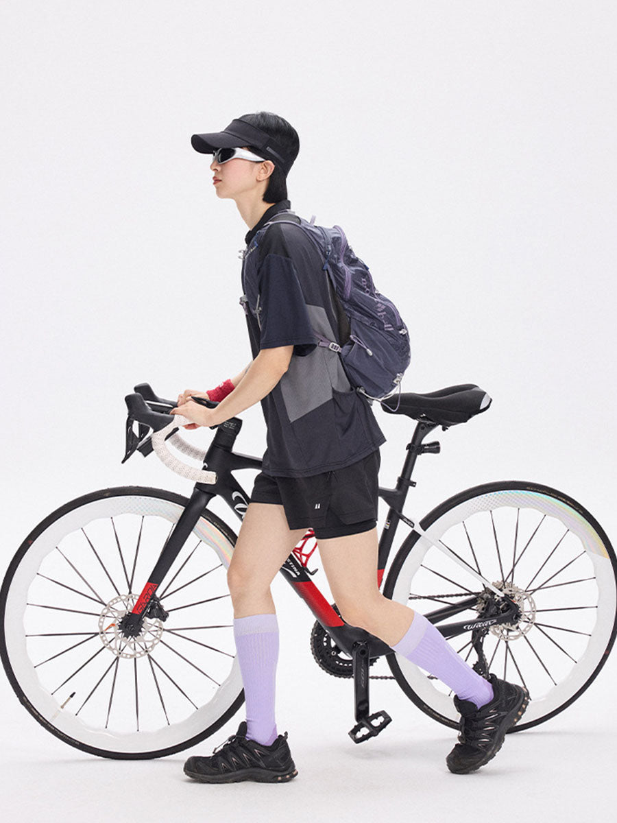 Half-Zip Colorblock Quick-Dry Cycling T-Shirt