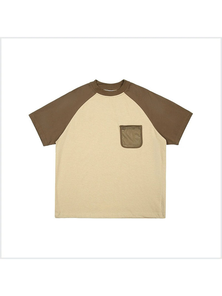 Colorblock Raglan T-Shirt with Mesh Pocket