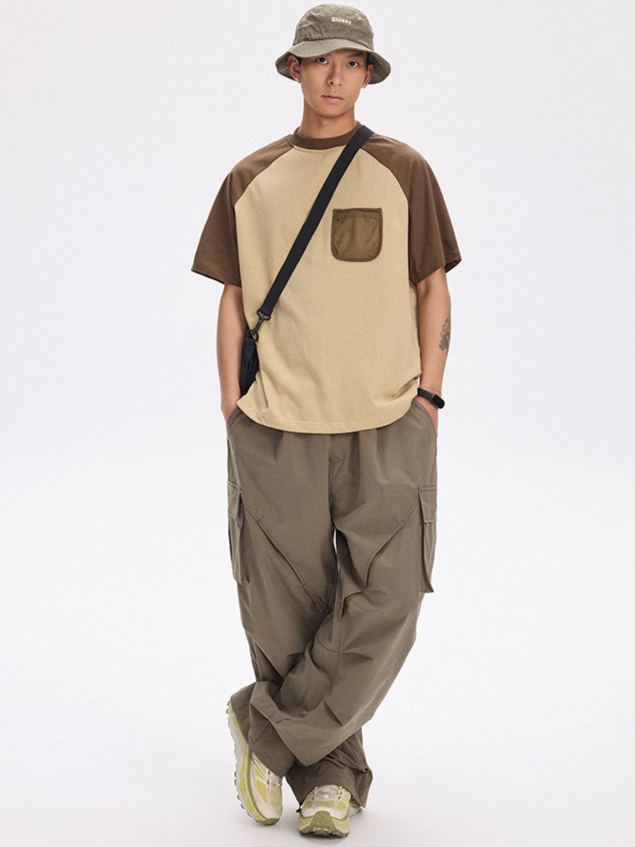 Colorblock Raglan T-Shirt with Mesh Pocket
