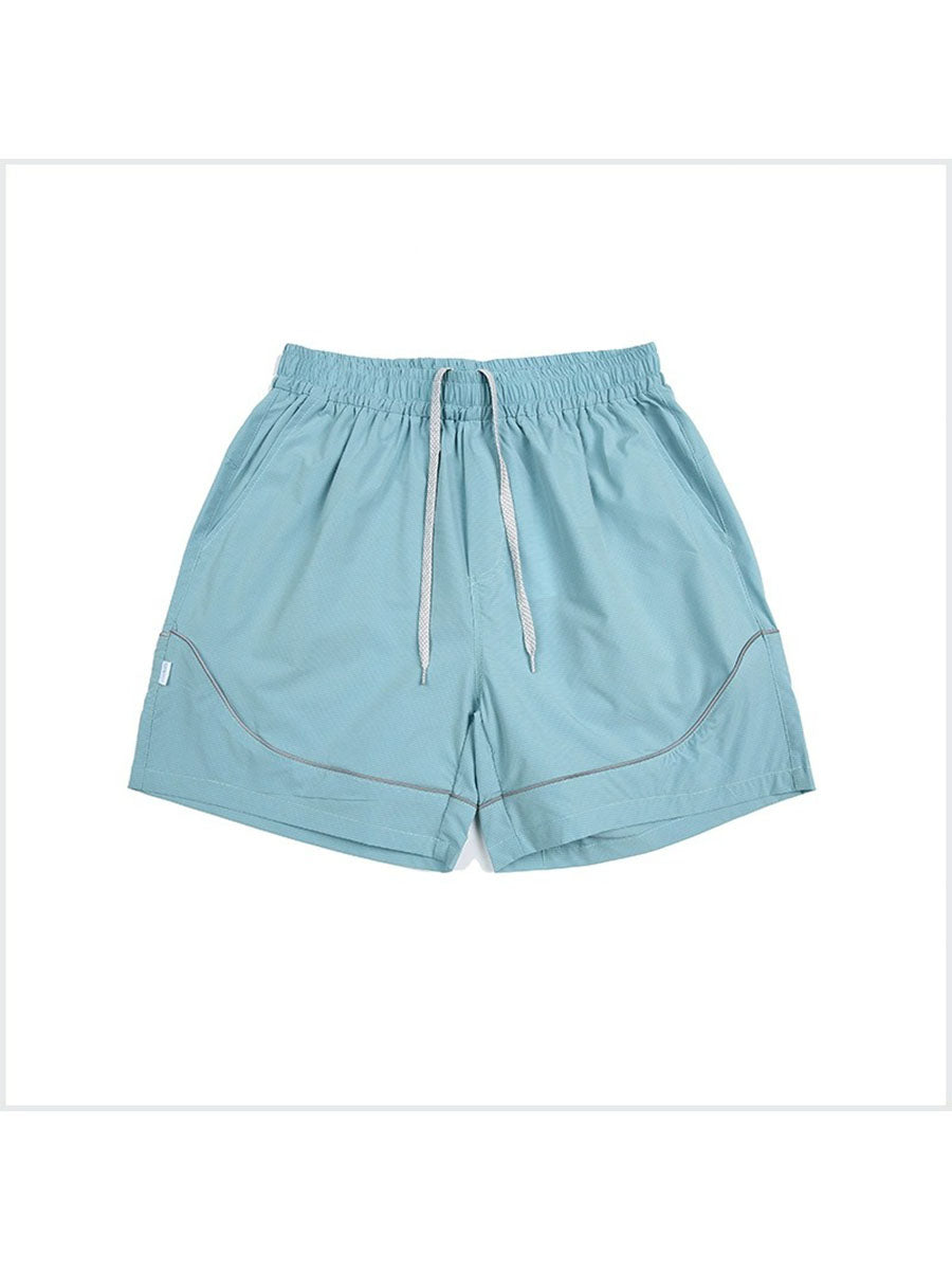 Reflective Trim Quick-Dry Athletic Shorts