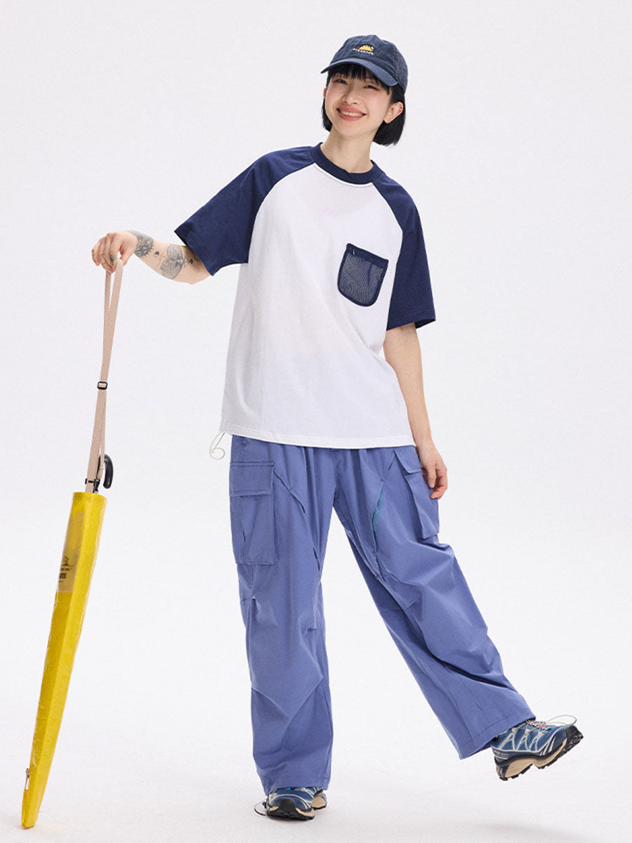 Colorblock Raglan T-Shirt with Mesh Pocket