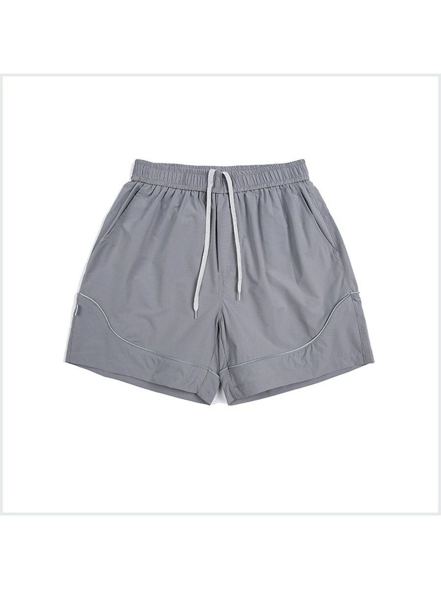 Reflective Trim Quick-Dry Athletic Shorts