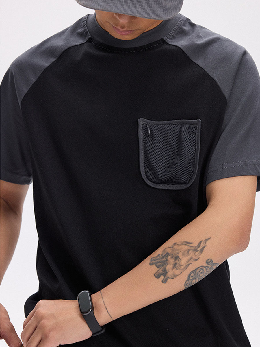 Colorblock Raglan T-Shirt with Mesh Pocket