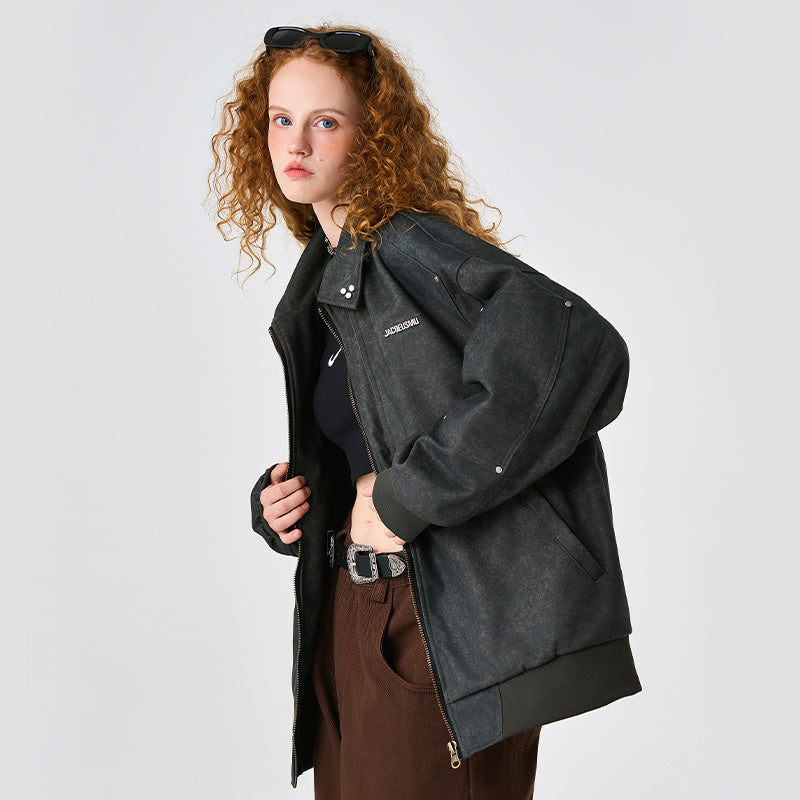 Unisex Studded Outdoor Leather Jacket