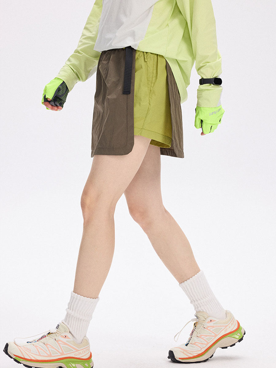 Quick-Dry Colorblock Outdoor Skirt Shorts with Inner Liner