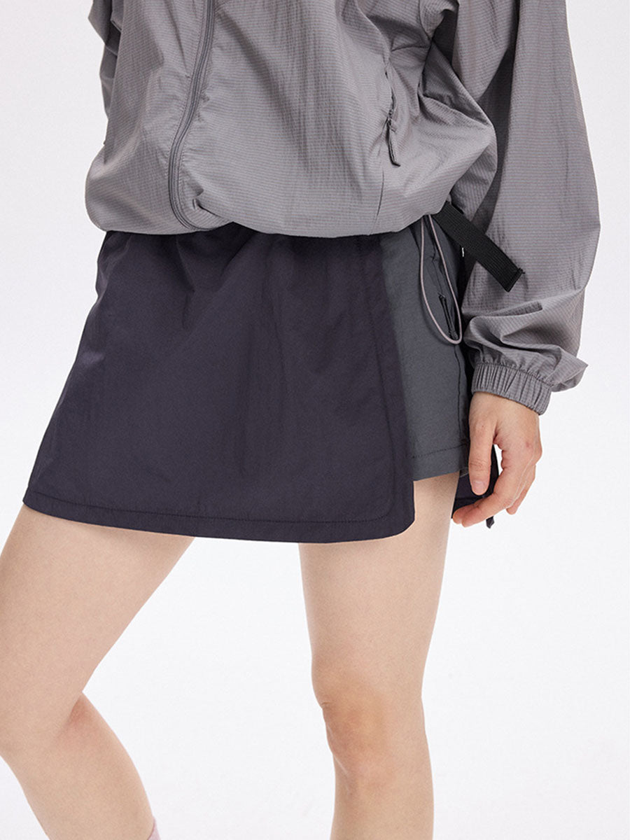 Quick-Dry Colorblock Outdoor Skirt Shorts with Inner Liner