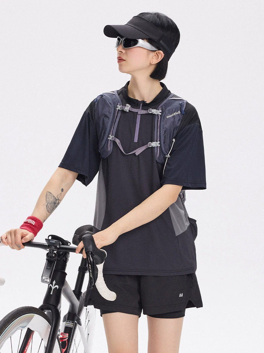 Half-Zip Colorblock Quick-Dry Cycling T-Shirt