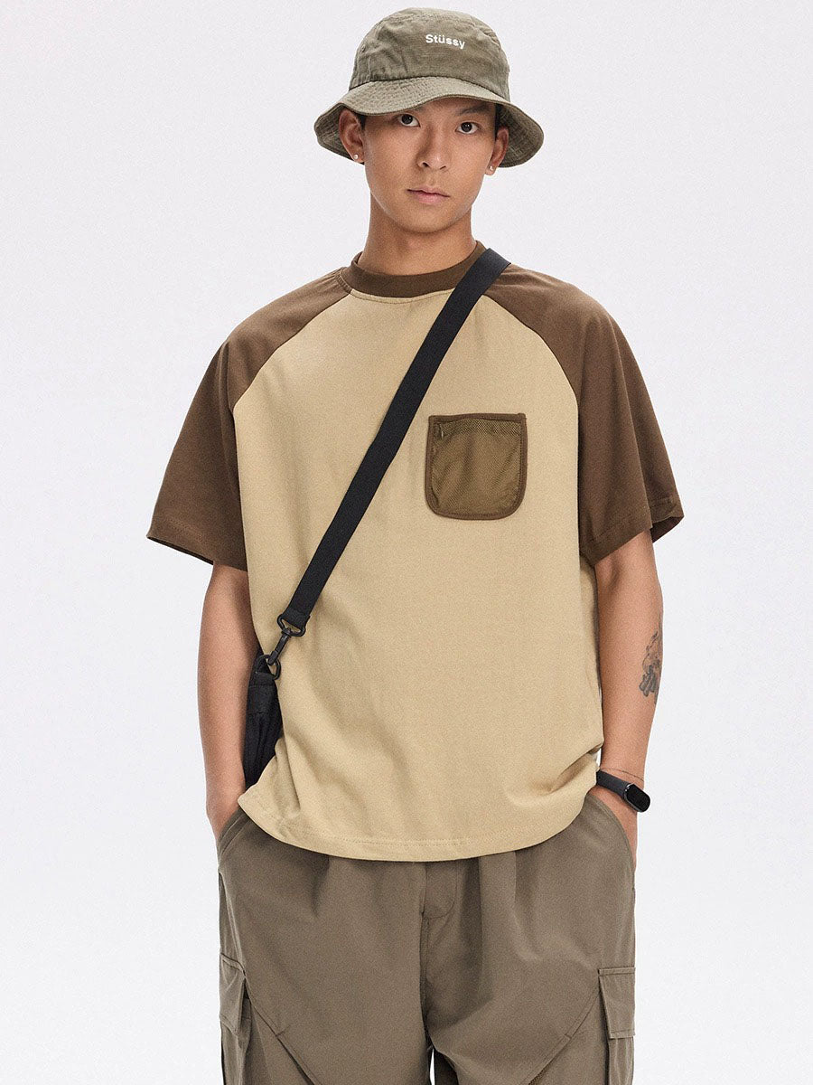 Colorblock Raglan T-Shirt with Mesh Pocket