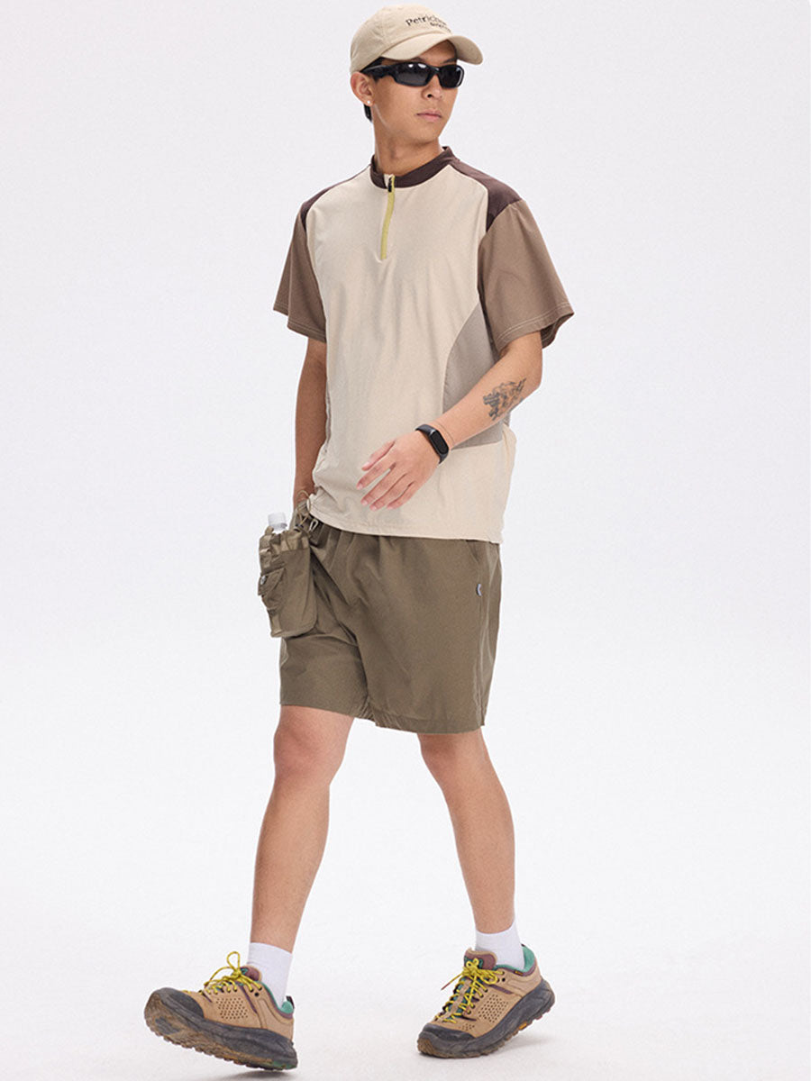 Half-Zip Colorblock Quick-Dry Cycling T-Shirt
