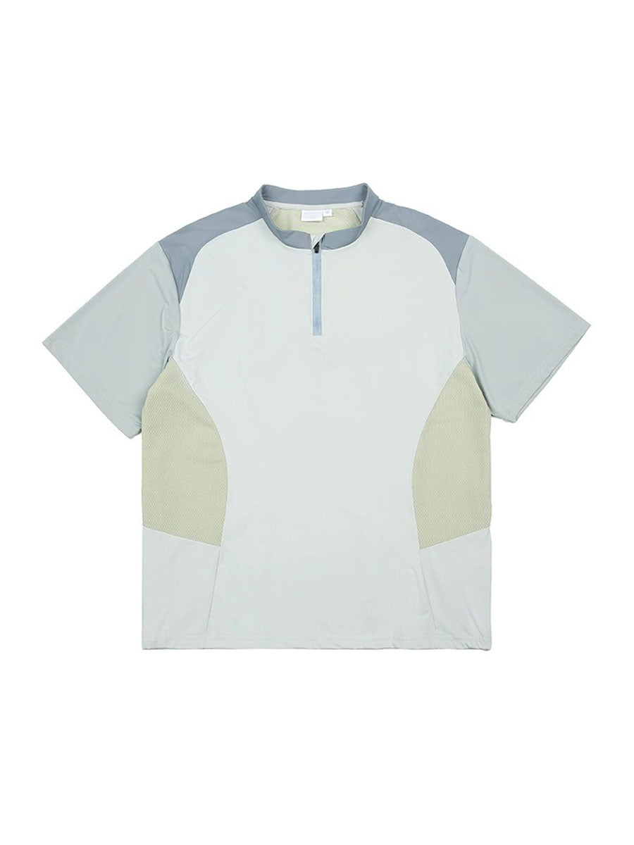 Half-Zip Colorblock Quick-Dry Cycling T-Shirt