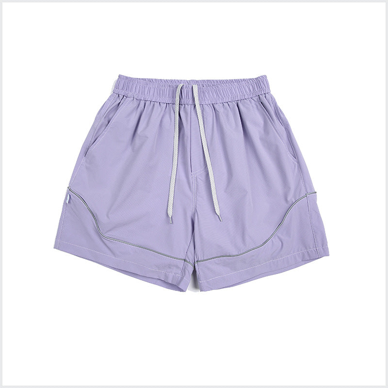 Reflective Trim Quick-Dry Athletic Shorts