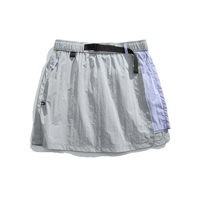 Quick-Dry Colorblock Outdoor Skirt Shorts with Inner Liner