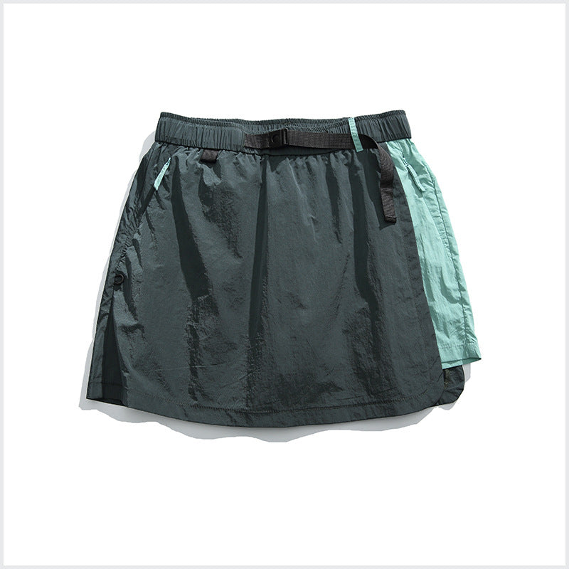 Quick-Dry Colorblock Outdoor Skirt Shorts with Inner Liner