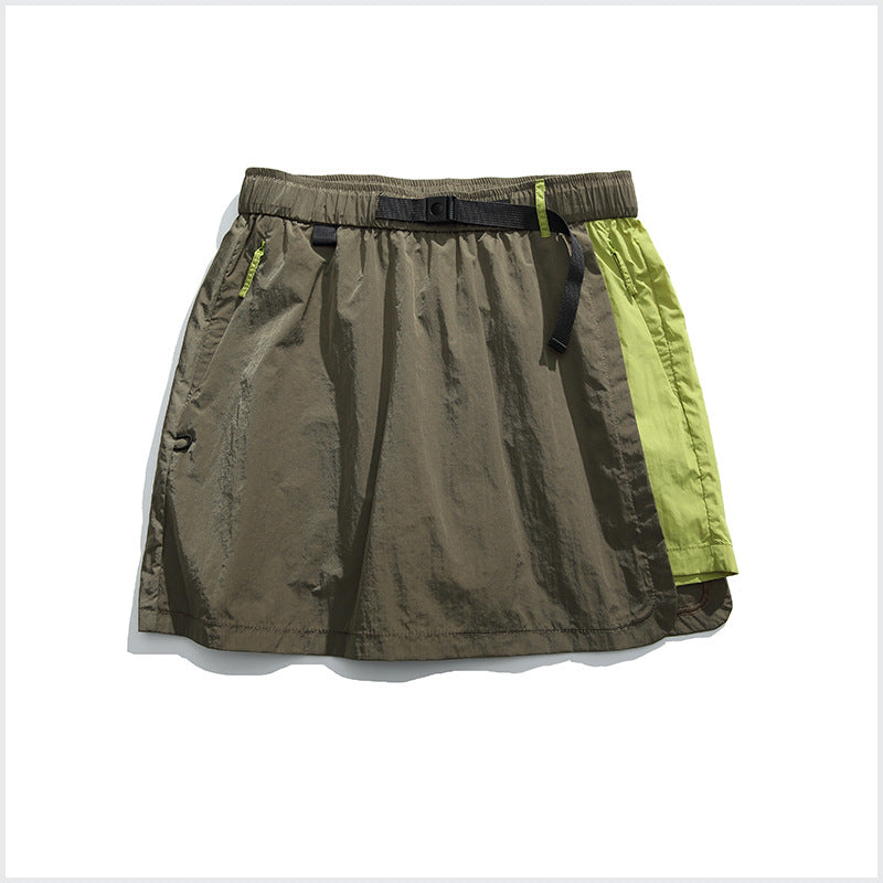 Quick-Dry Colorblock Outdoor Skirt Shorts with Inner Liner