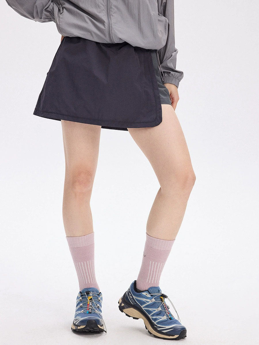 Quick-Dry Colorblock Outdoor Skirt Shorts with Inner Liner