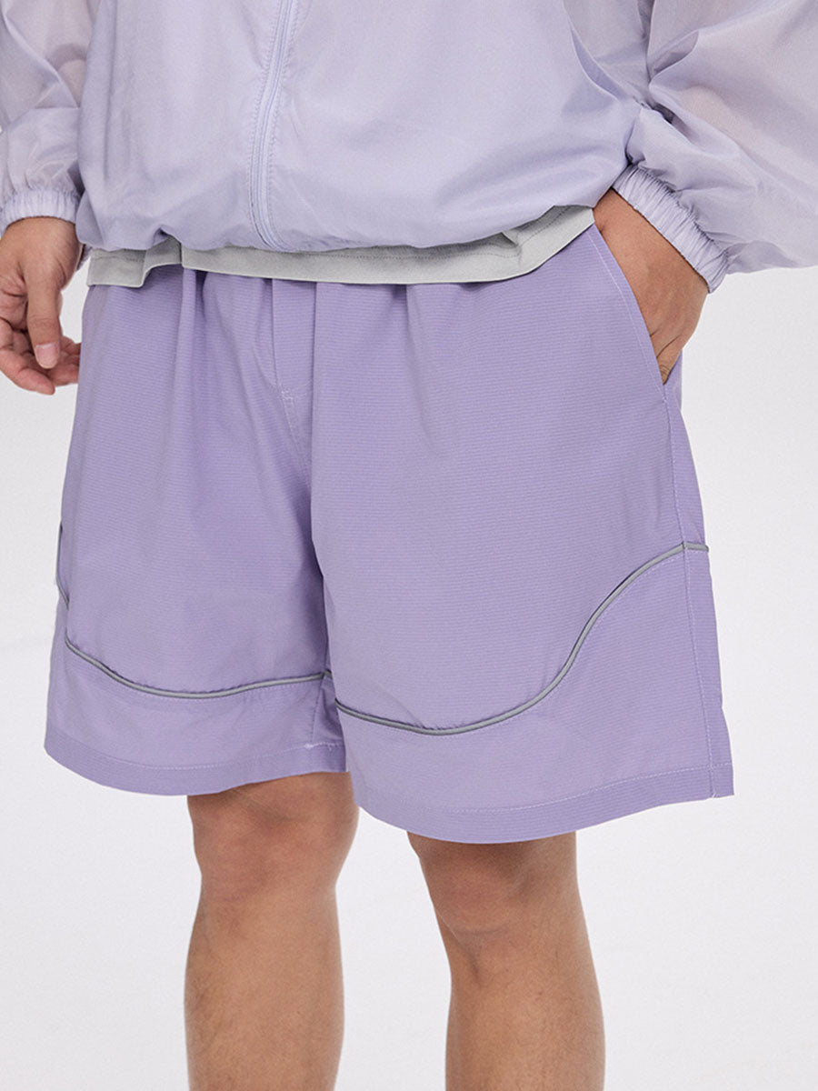 Reflective Trim Quick-Dry Athletic Shorts