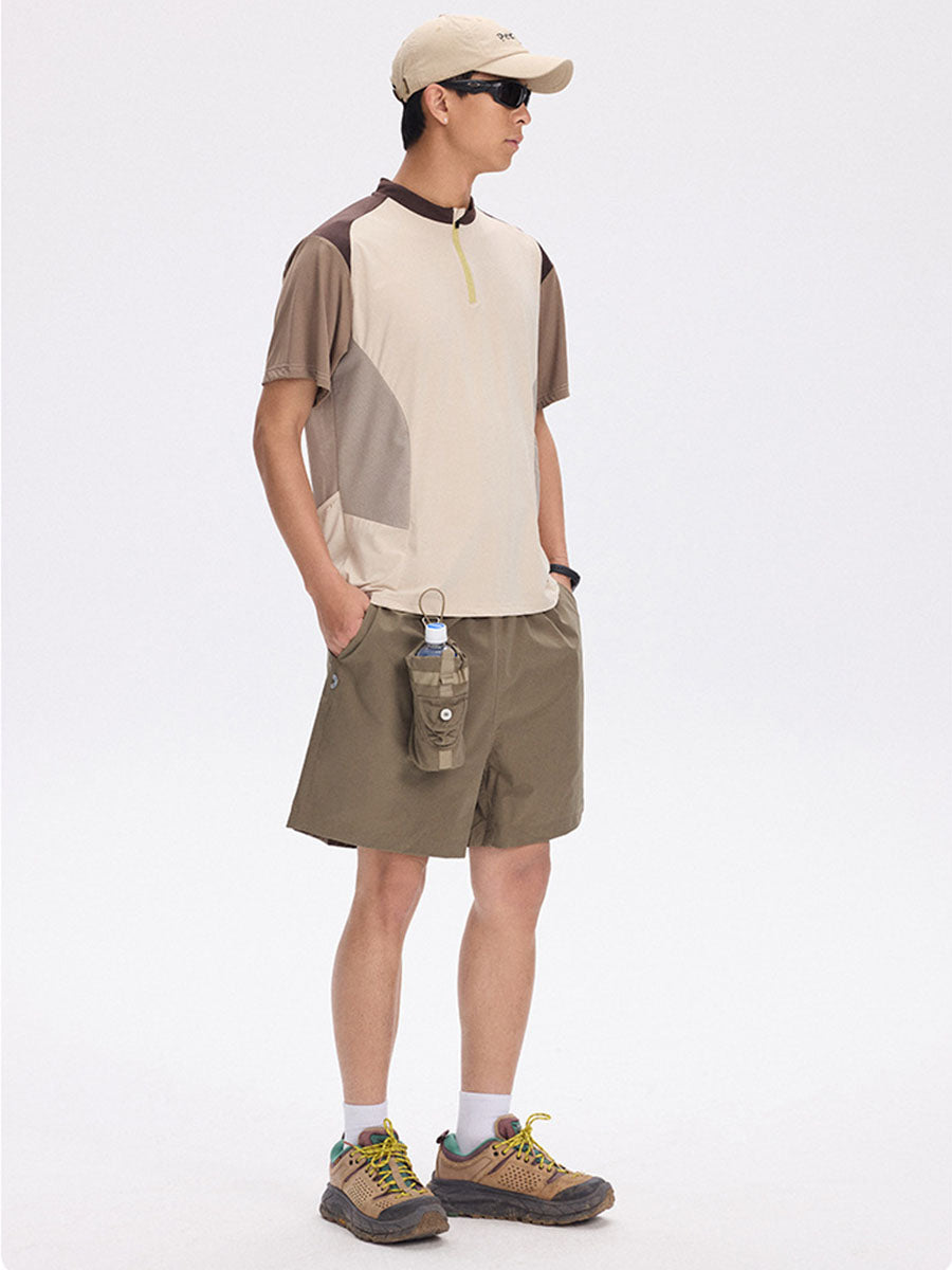 Half-Zip Colorblock Quick-Dry Cycling T-Shirt