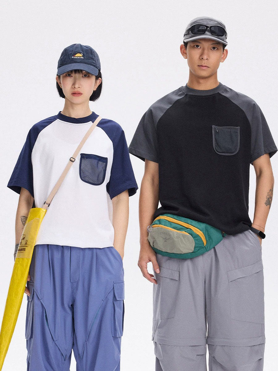 Colorblock Raglan T-Shirt with Mesh Pocket