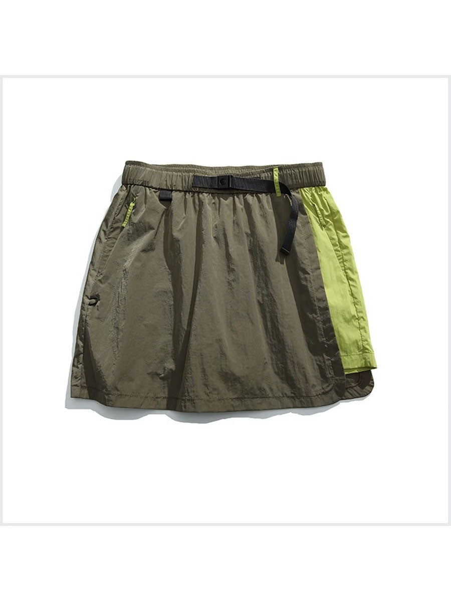 Quick-Dry Colorblock Outdoor Skirt Shorts with Inner Liner