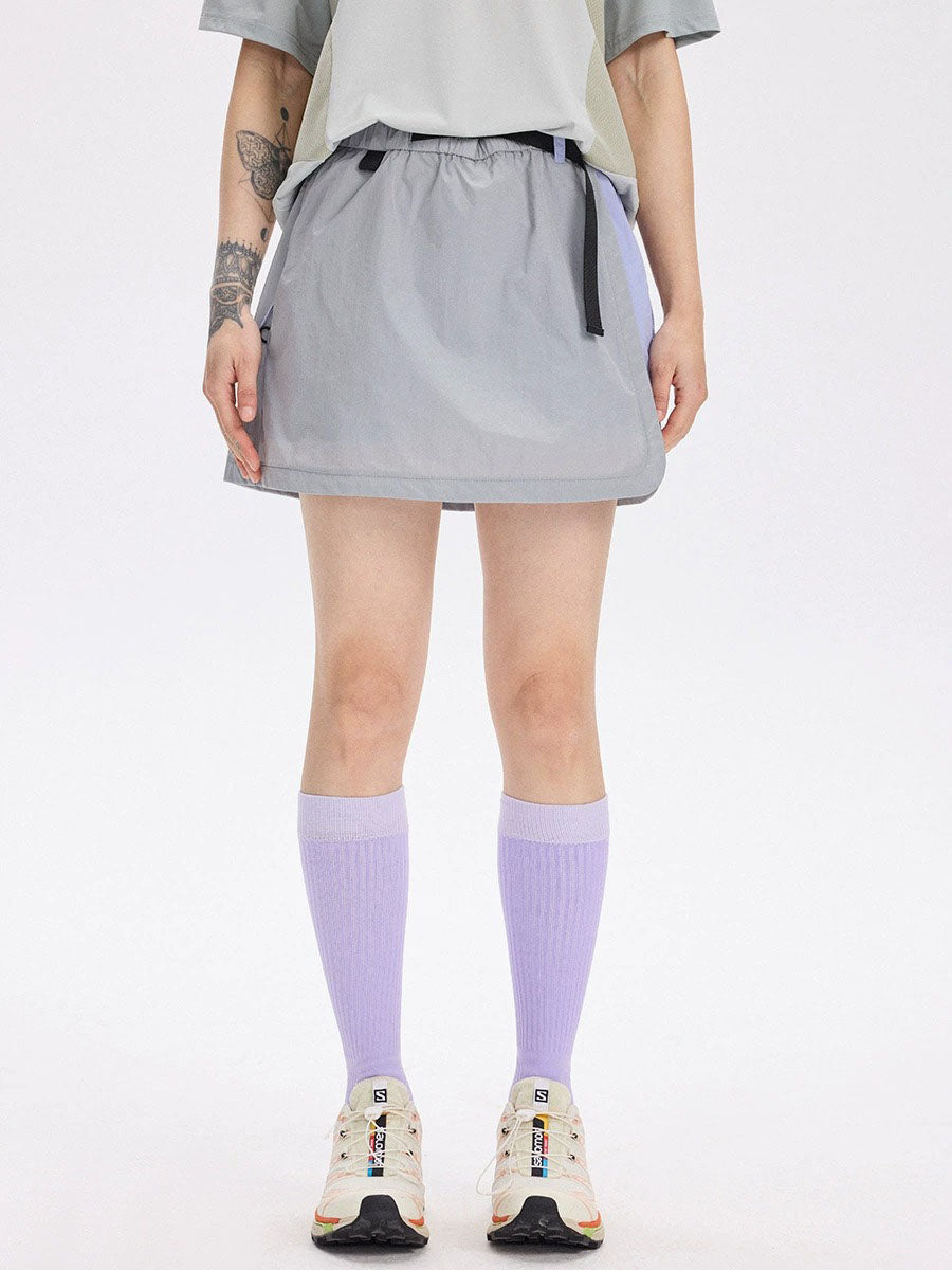 Quick-Dry Colorblock Outdoor Skirt Shorts with Inner Liner