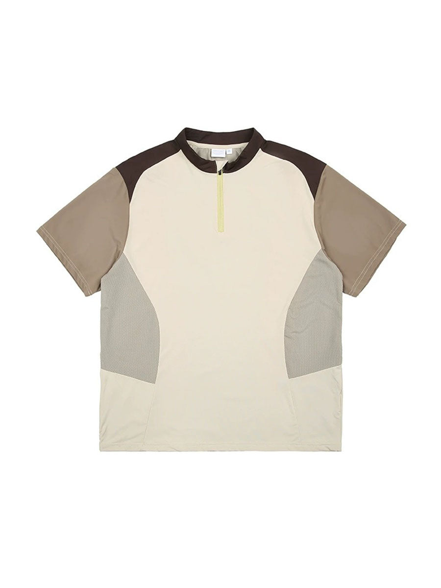 Half-Zip Colorblock Quick-Dry Cycling T-Shirt