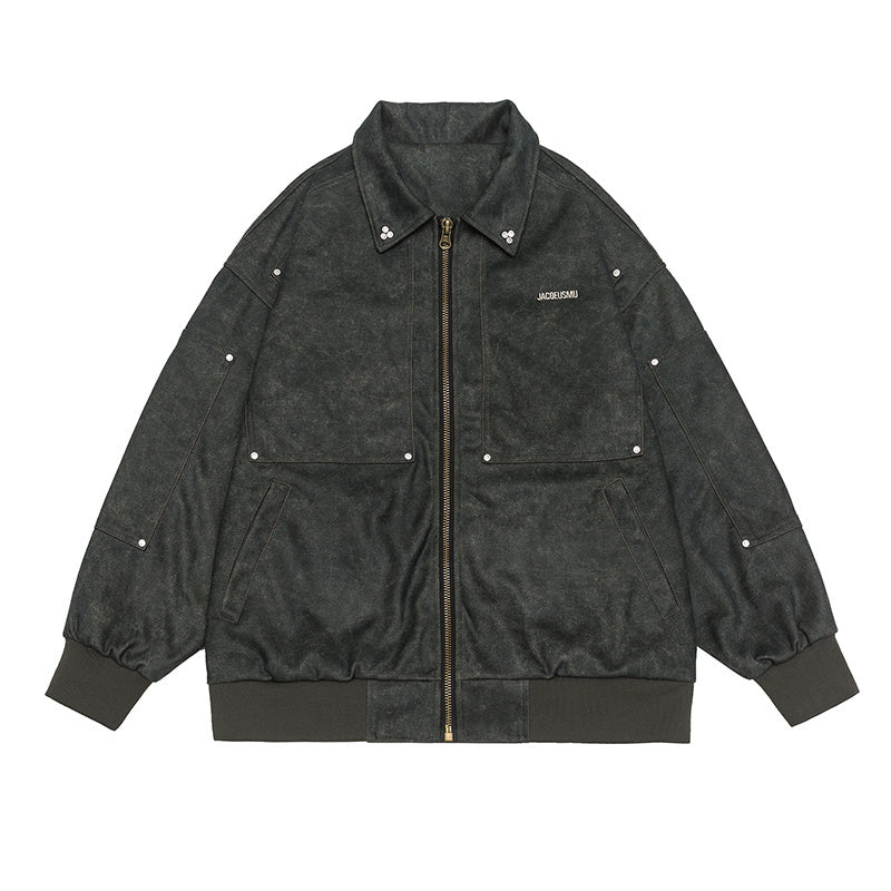 Unisex Studded Outdoor Leather Jacket