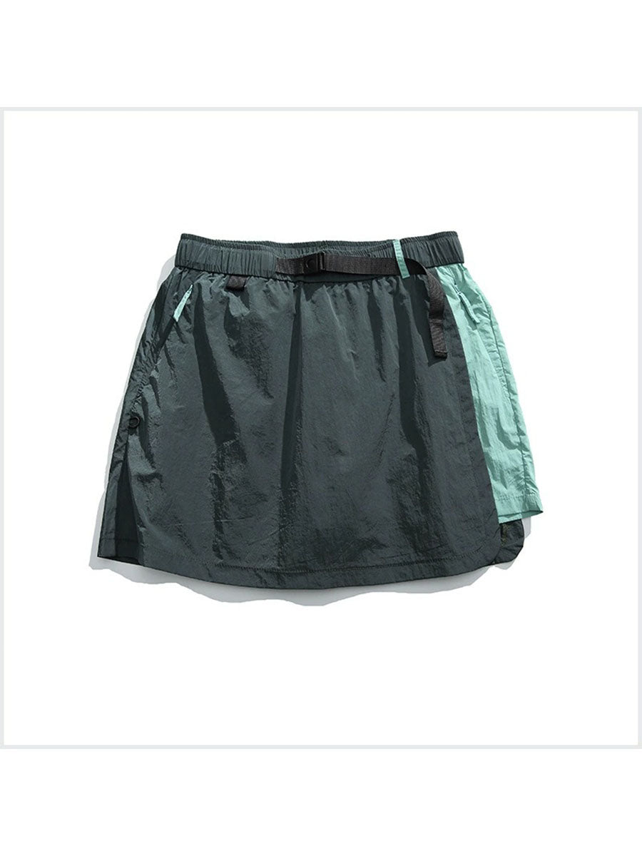 Quick-Dry Colorblock Outdoor Skirt Shorts with Inner Liner