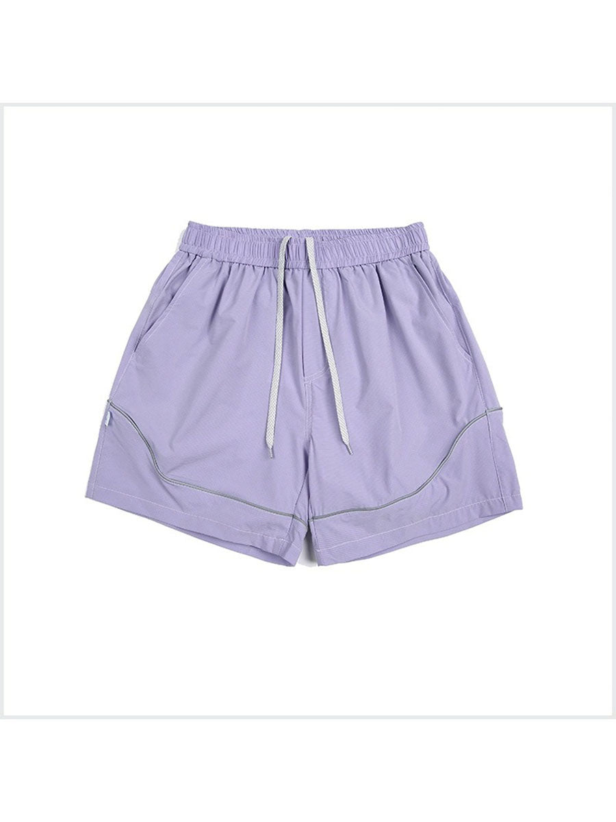Reflective Trim Quick-Dry Athletic Shorts