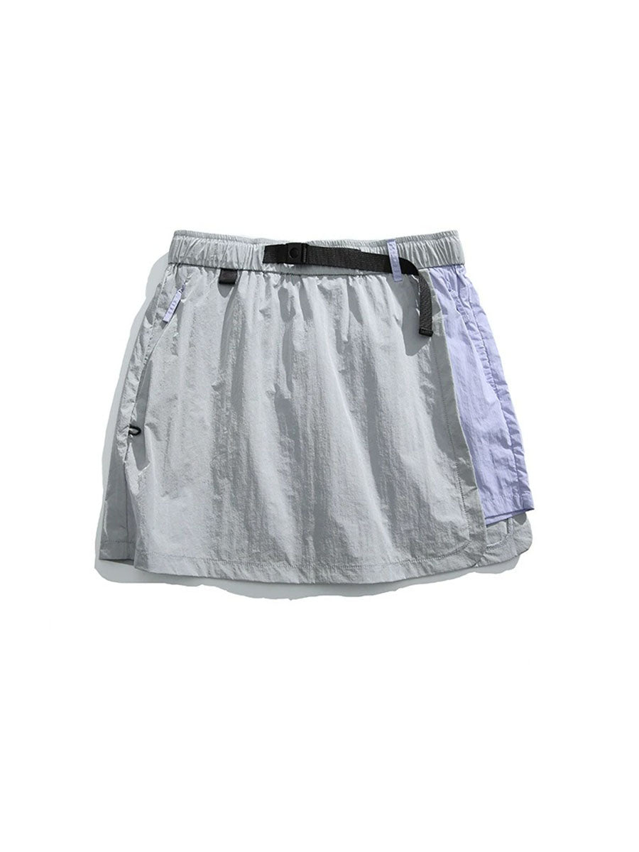 Quick-Dry Colorblock Outdoor Skirt Shorts with Inner Liner