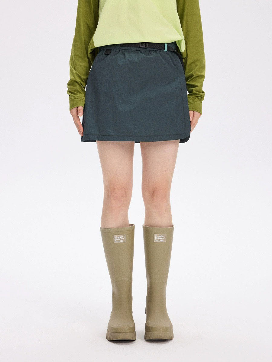 Quick-Dry Colorblock Outdoor Skirt Shorts with Inner Liner