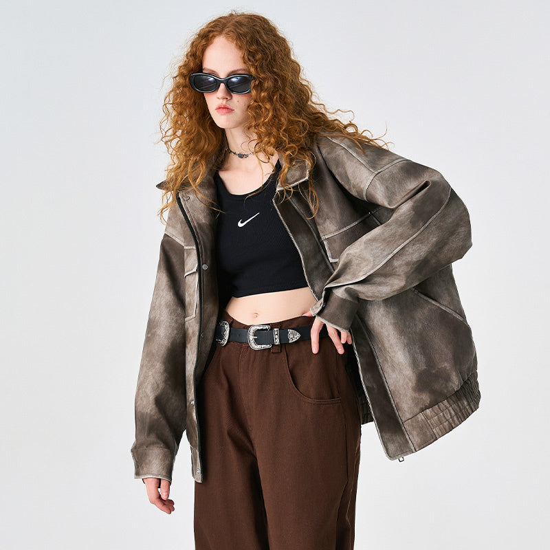 Vintage Loose Outdoor Leather Jacket