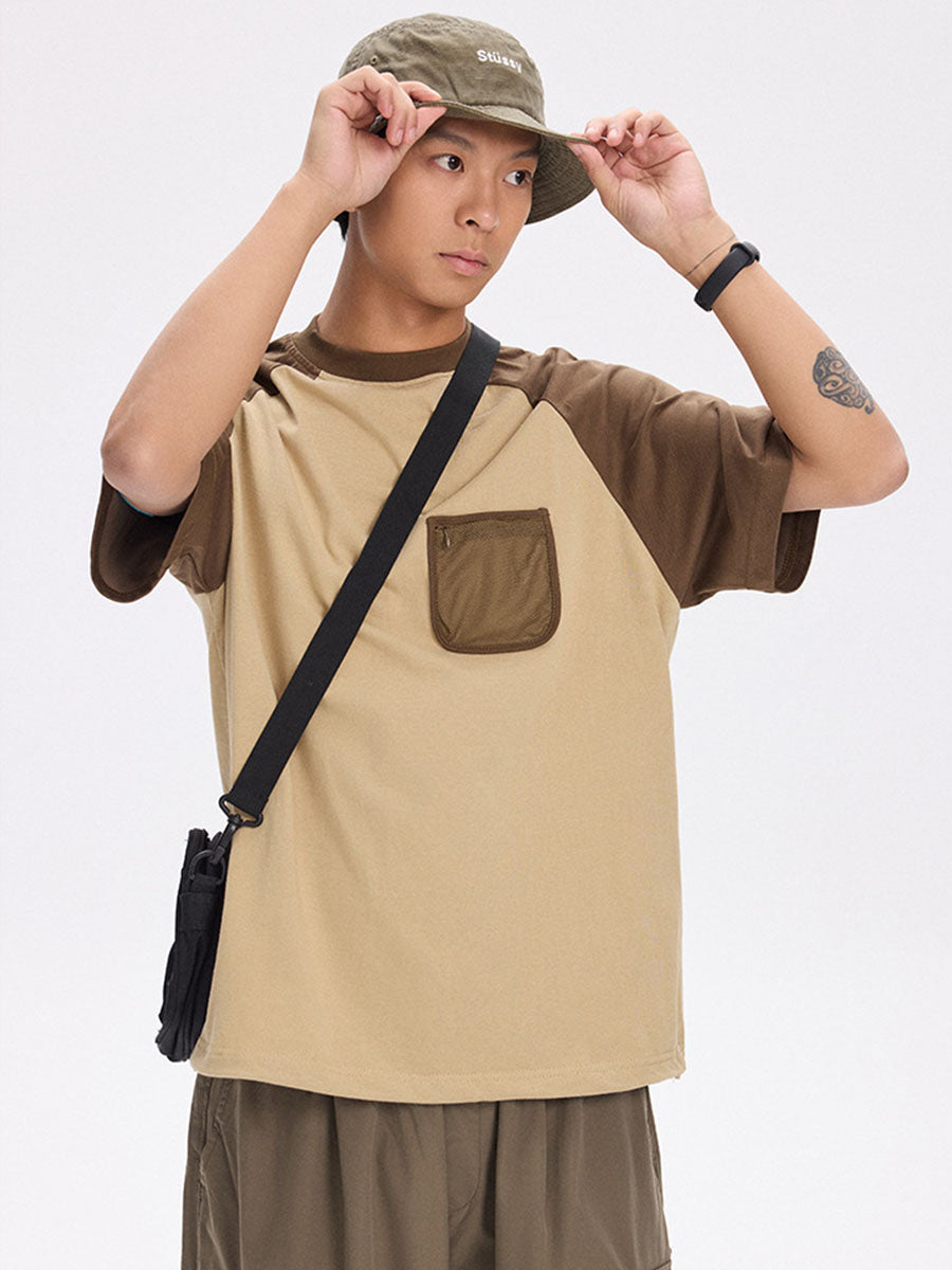 Colorblock Raglan T-Shirt with Mesh Pocket