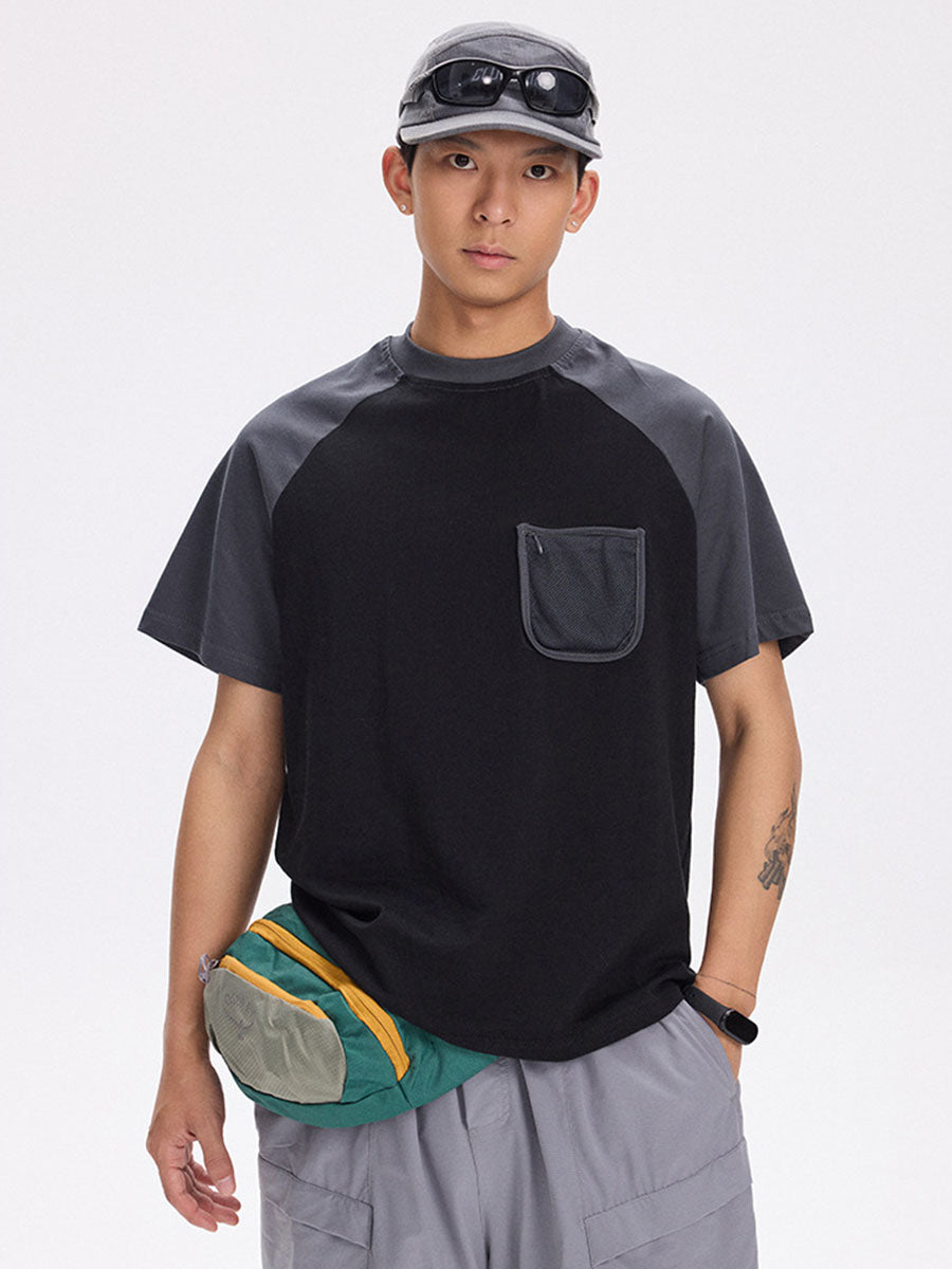 Colorblock Raglan T-Shirt with Mesh Pocket