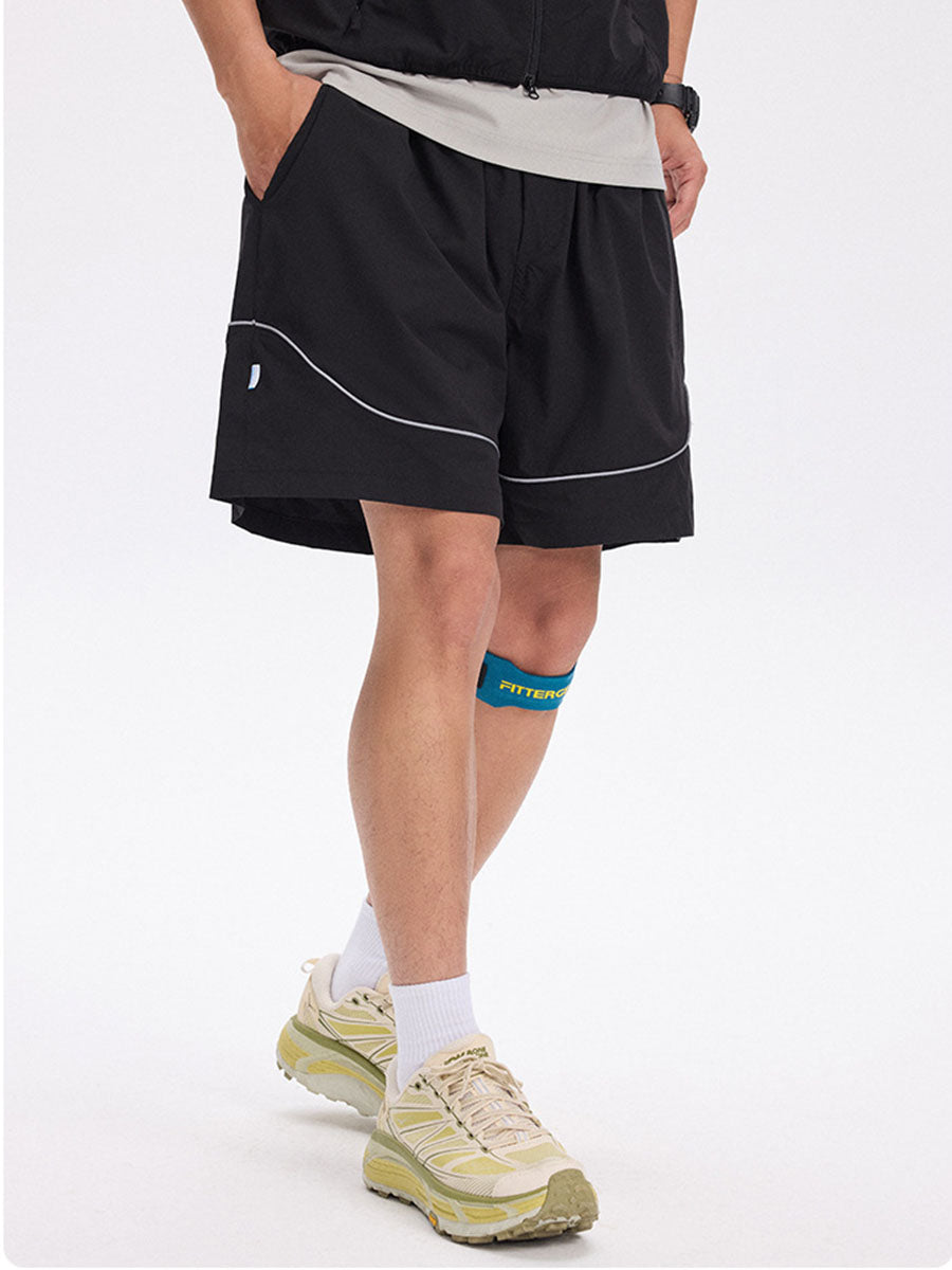 Reflective Trim Quick-Dry Athletic Shorts