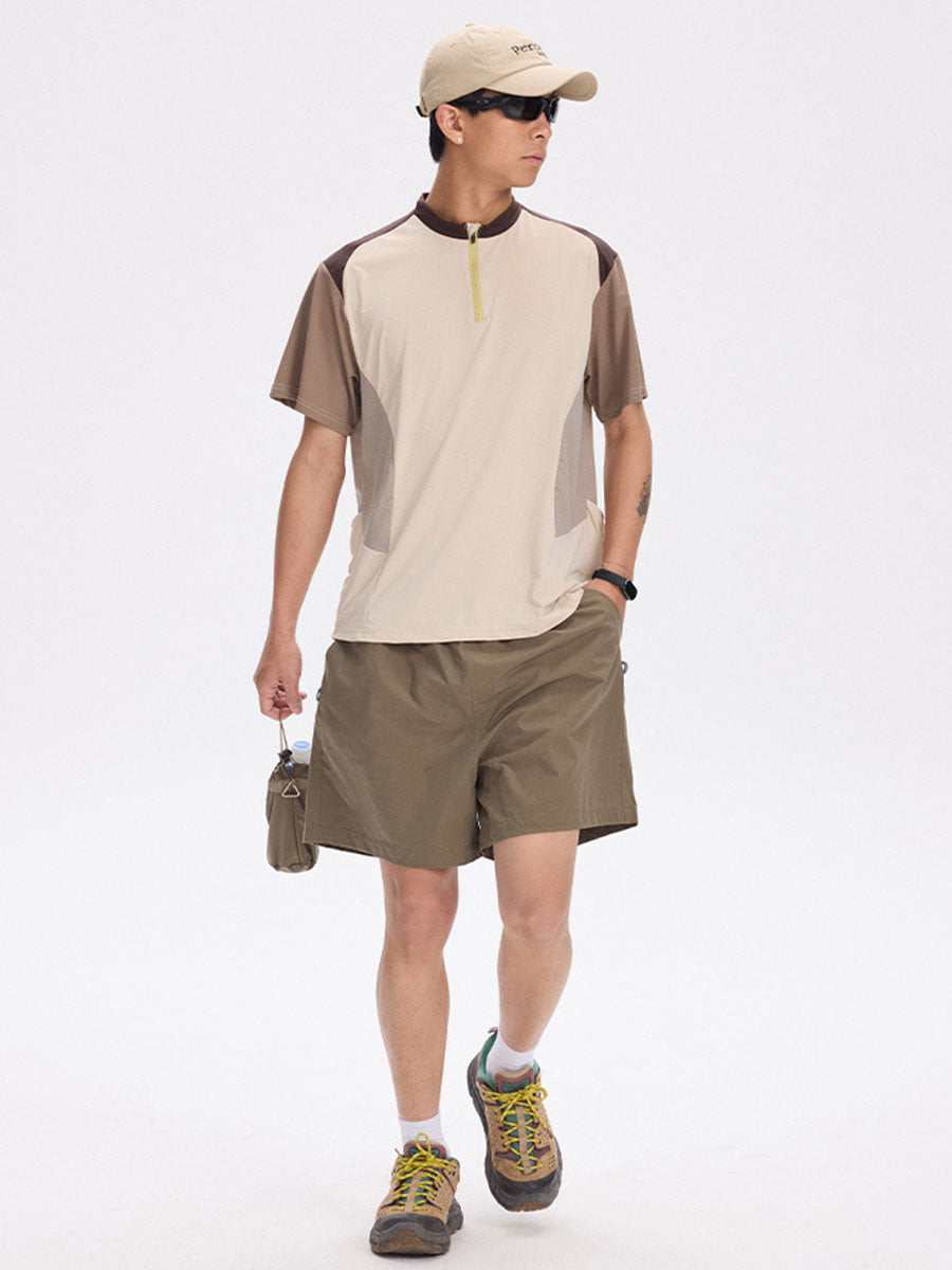 Half-Zip Colorblock Quick-Dry Cycling T-Shirt