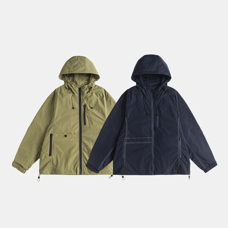 Loose Hood Zipper Outdoor Windproof Jacket