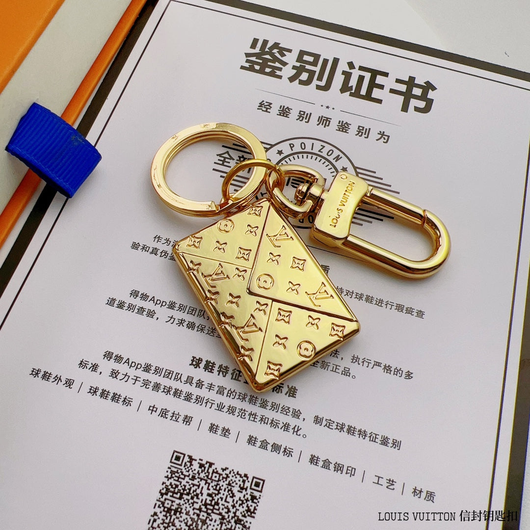 LV Key Chain Gold Envelope