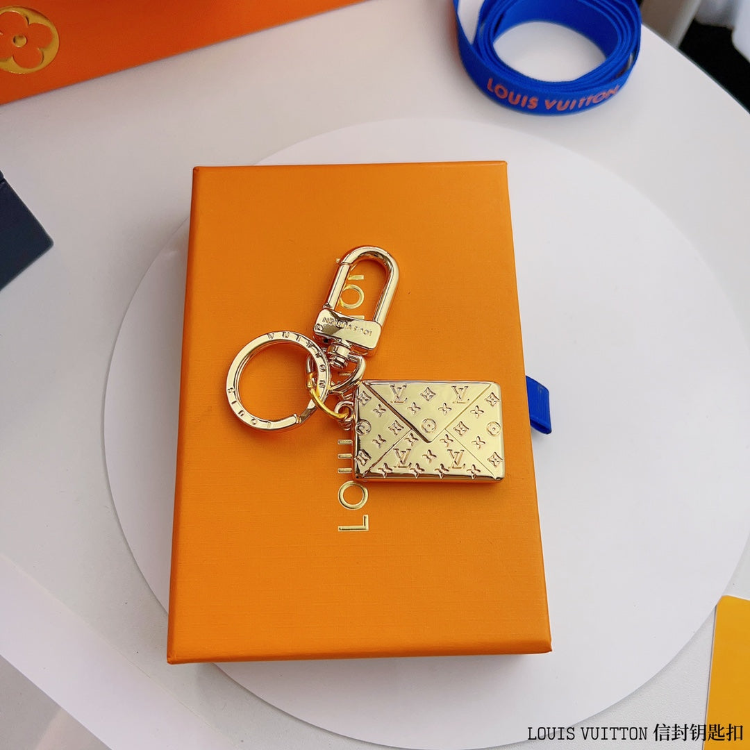 LV Key Chain Gold Envelope