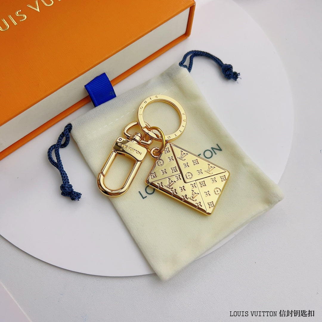 LV Key Chain Gold Envelope