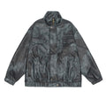 Distressed Stand Collar Outdoor Leather Jacket