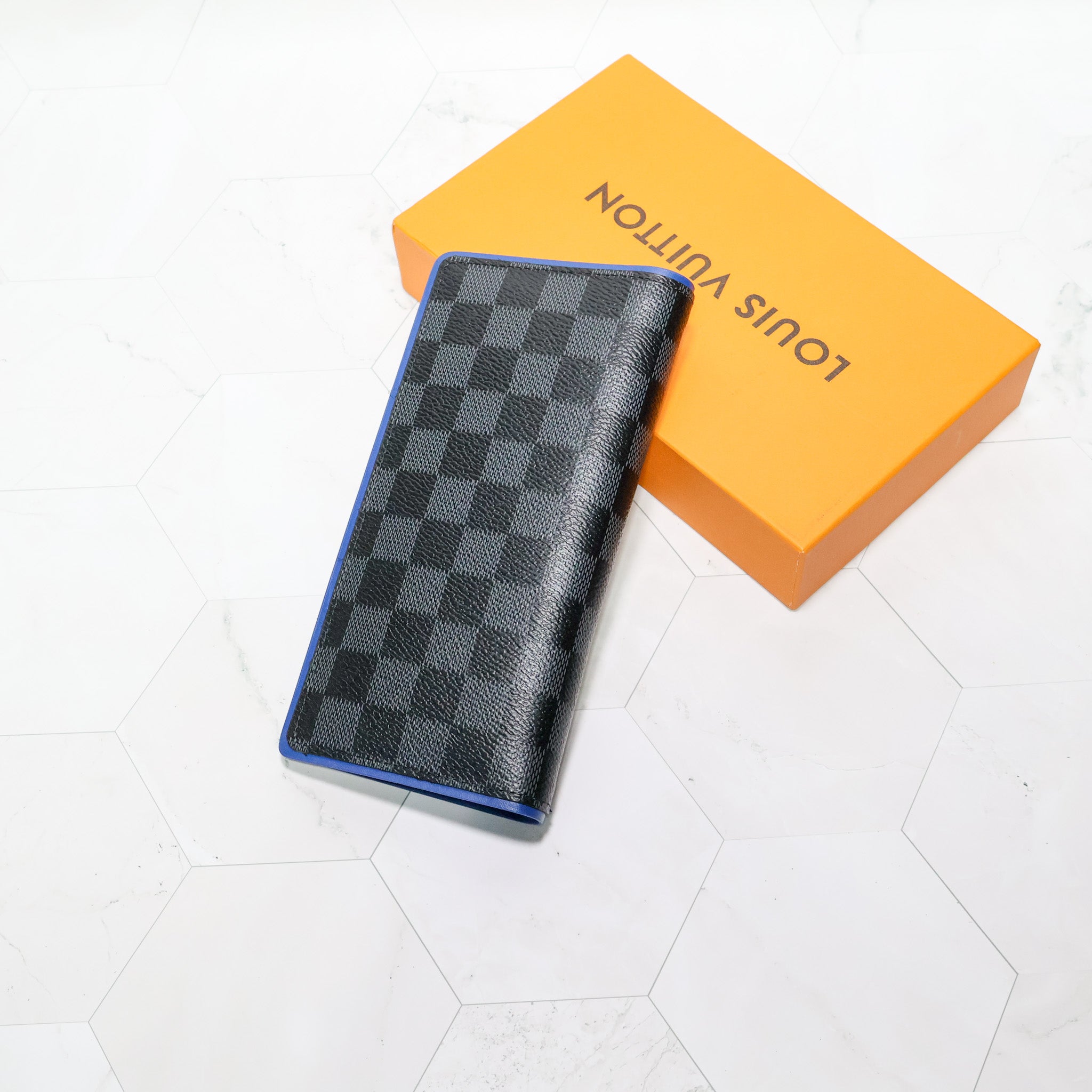 LV Brazza Wallet Graphite Black Long Style