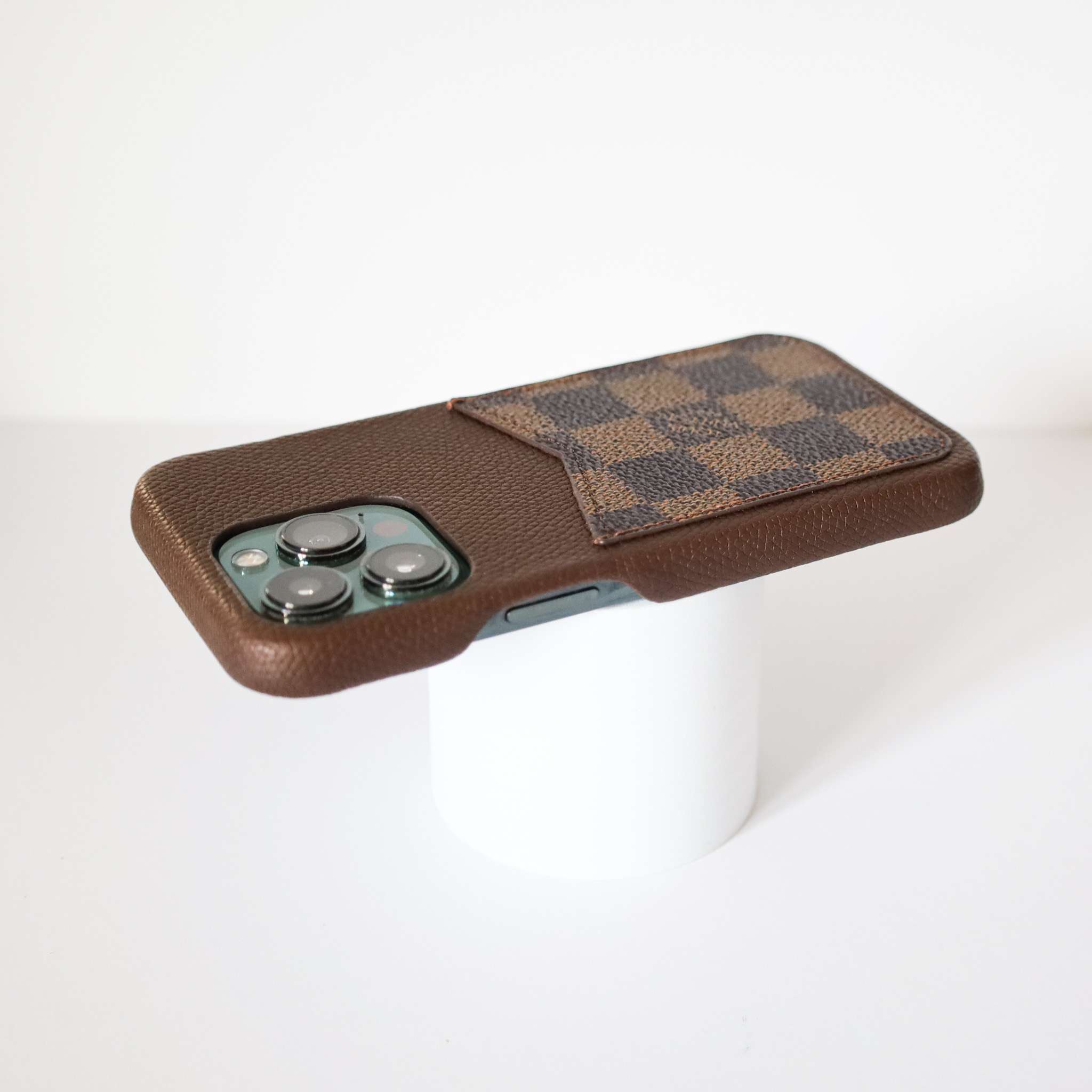 lv iPhone Case with Card Holder Brown Checkered