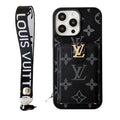 LV Hand Strap Phone Case Card Holder for iPhone