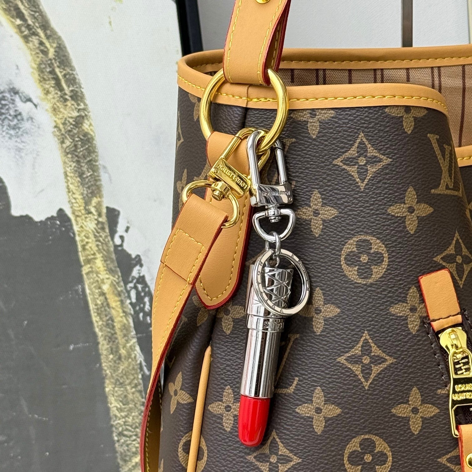 LV Lipstick Bag Charm Key Chain