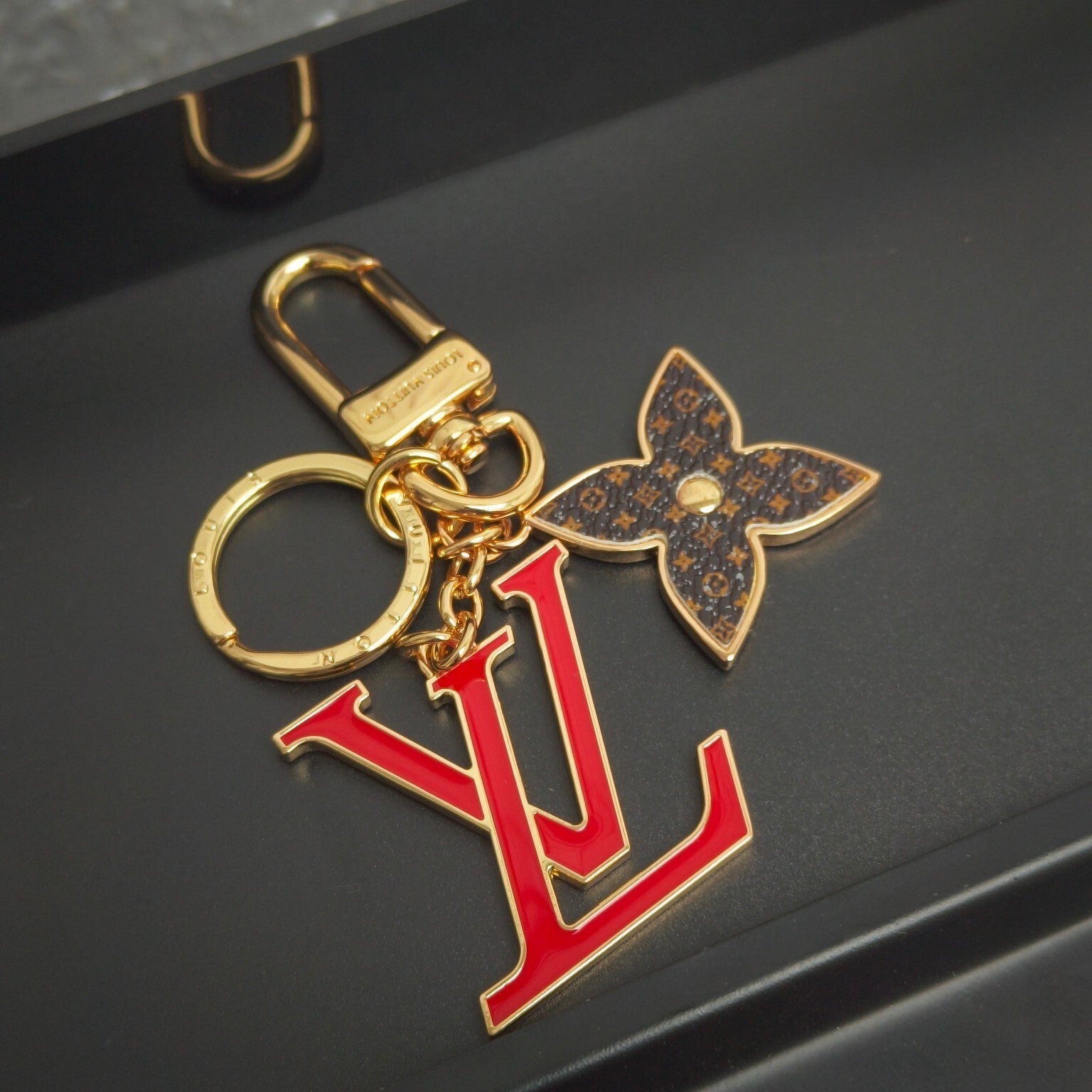 LV Ornament Monogram Key Holder Bag Charm
